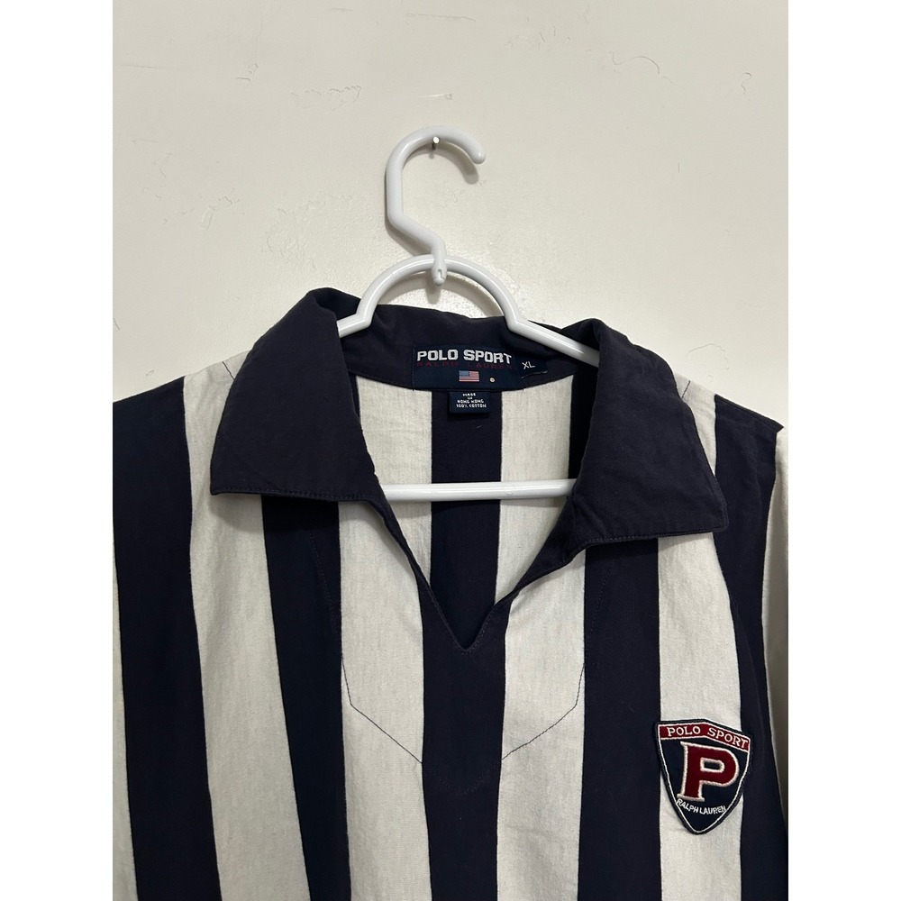 Polo Sport Ralph Lauren 1990s vertical stripe shield patch Striped Rugby Shirt - Picture 6 of 11